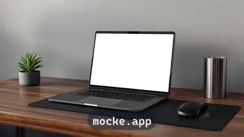 Notebook — mesa escura de escritório